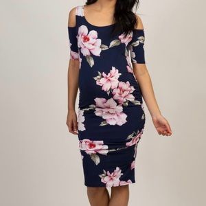 NWT Floral Fitted Cold Shoulder Maternity Dress